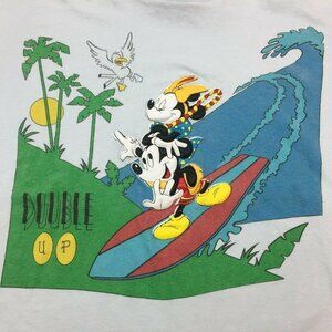 Vintage Quote Me Men's Double Up Mickey Minnie Mouse Surfing Blue T-Shirt Large